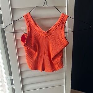 Vibrant Orange Ribbed Women's Top